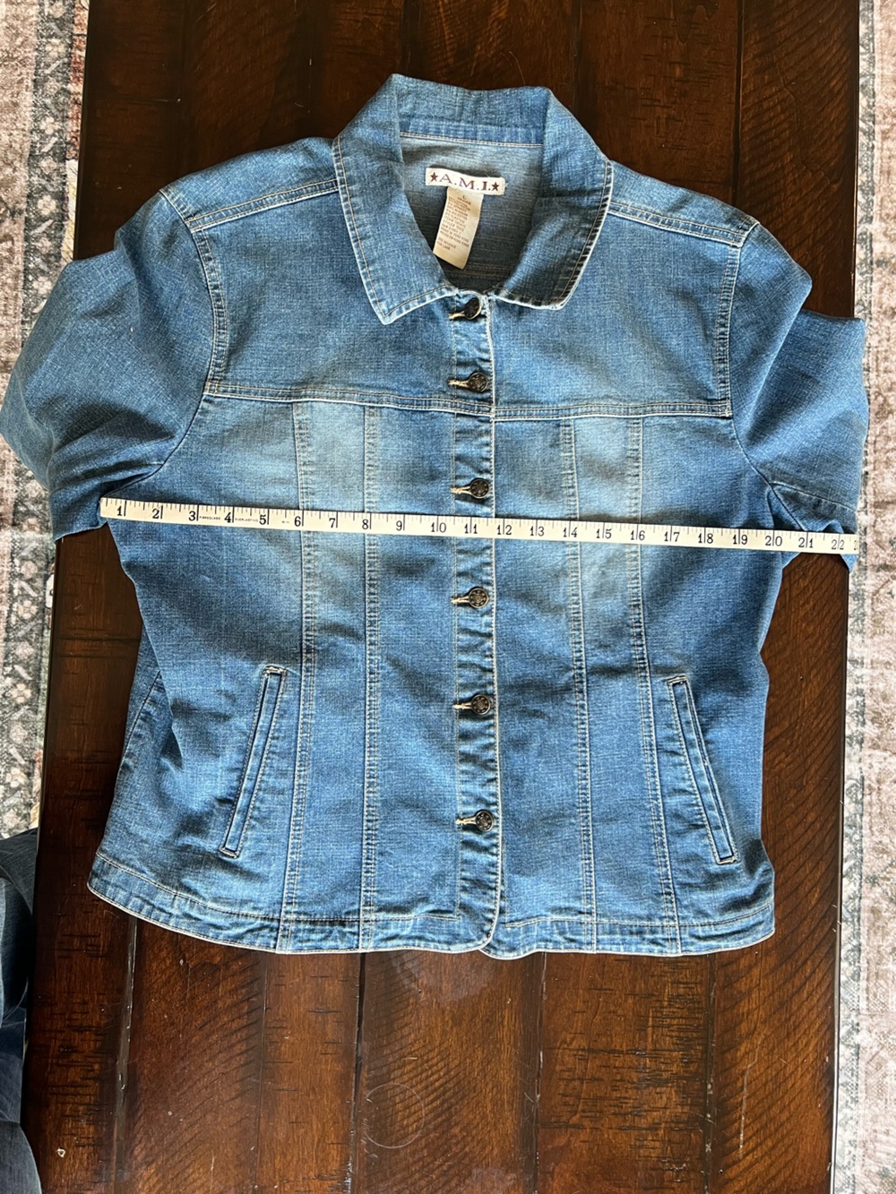 Vintage A.M.I. Stretch Denim Jean Jacket Light Wash Size L - Picture 3 of 8